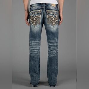 Rock Revival Xander Men Size 40 Straight Distressed Denim Jean Pants‎ NWT